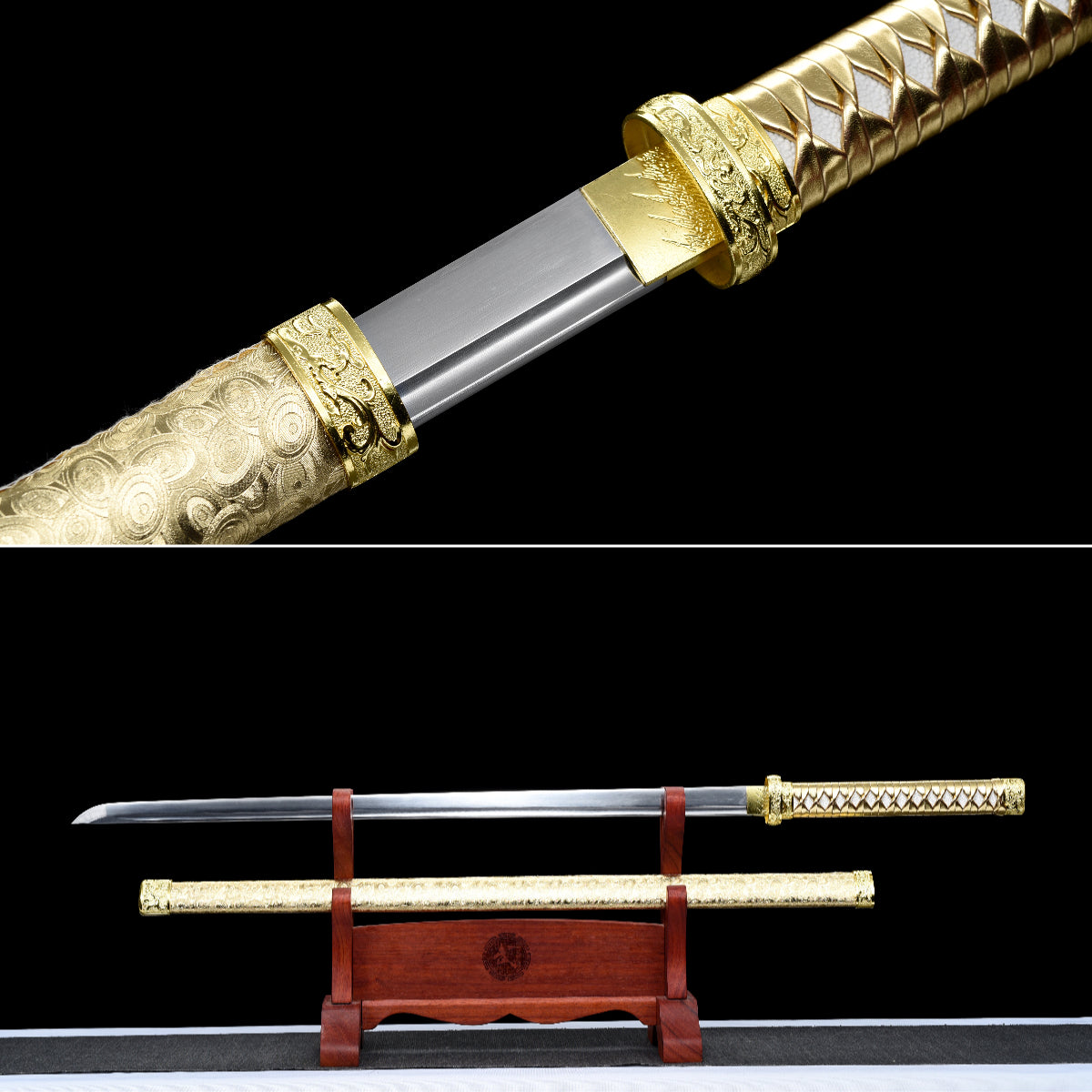 Handmade Ninja Sword High manganese steel blade full Tang gold sheath - 41 in