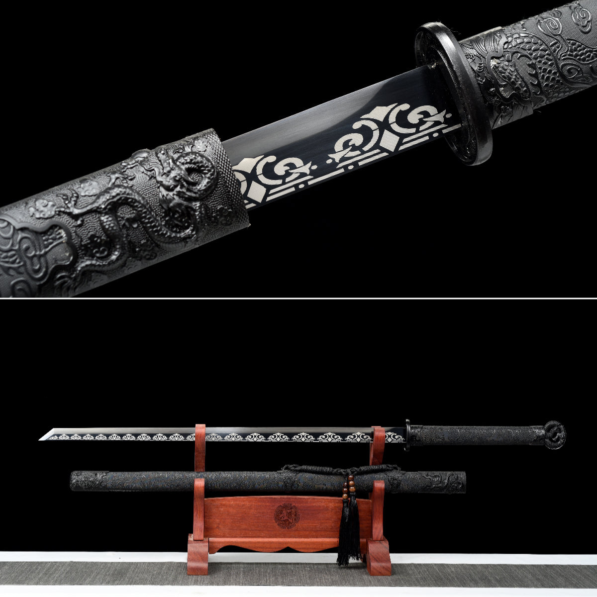 Handmade Ninjato Sword Spring steel Full Tang black Scabbard  - 42 in