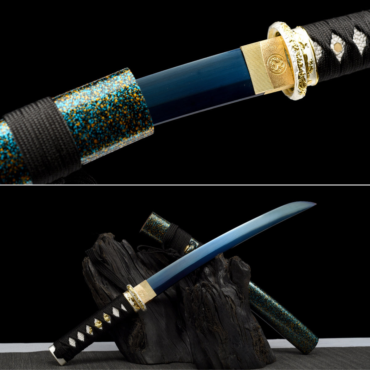 Handmade Full Tang Tanto Sword High manganese Blue steel Blade With scabbard - 21 in