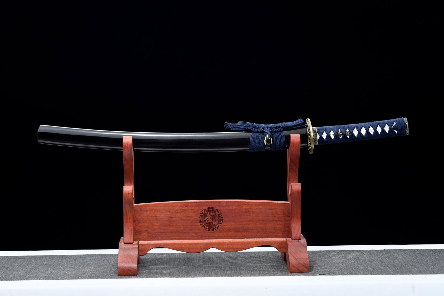 Handmade Wakizashi Sword 1045 high Carbon Steel With Blue Scabbard - 31 in