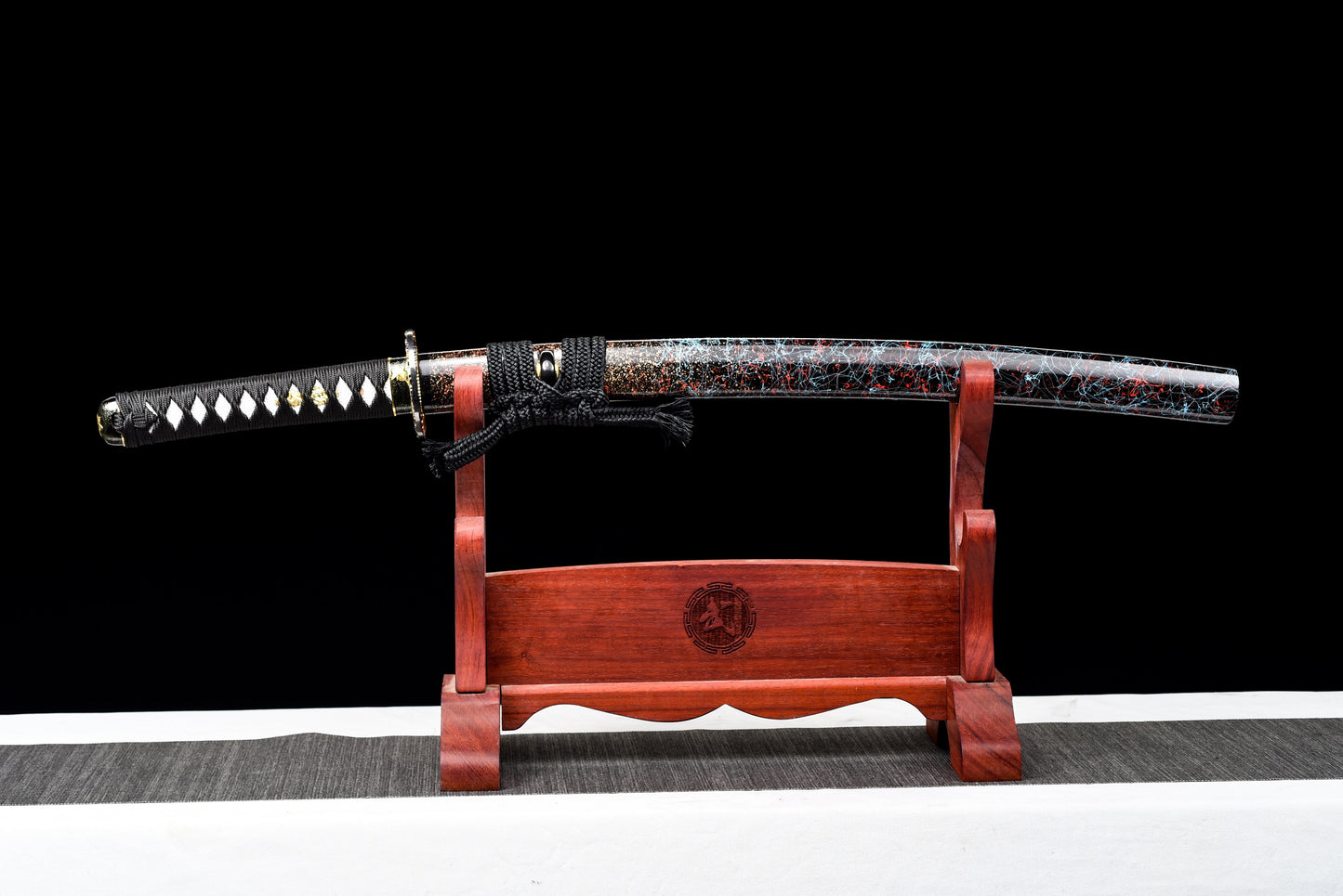 Handmade Wakizashi Sword  Red Damascus steel With Chroma Scabbard - 31 in