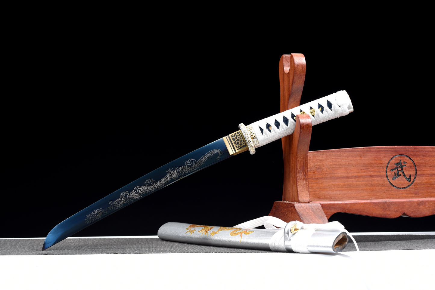 Handmade Full Tang Tanto Sword High manganese Blue steel Blade With scabbard - 21 in