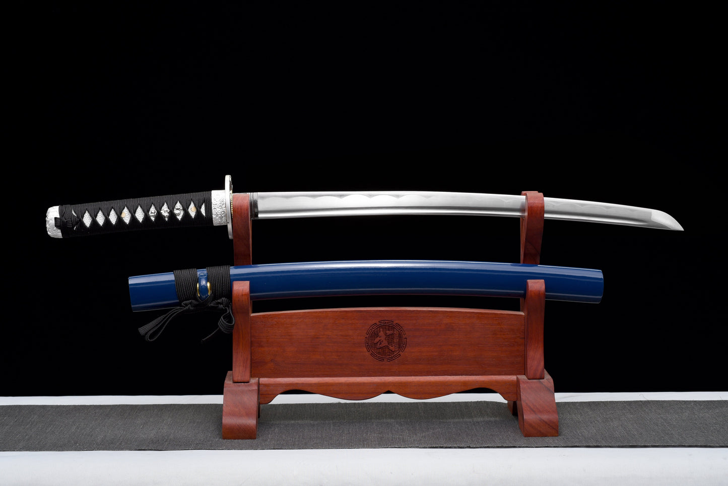 Handmade Wakizashi Sword 1045 high Carbon Steel With Blue Scabbard - 31 in