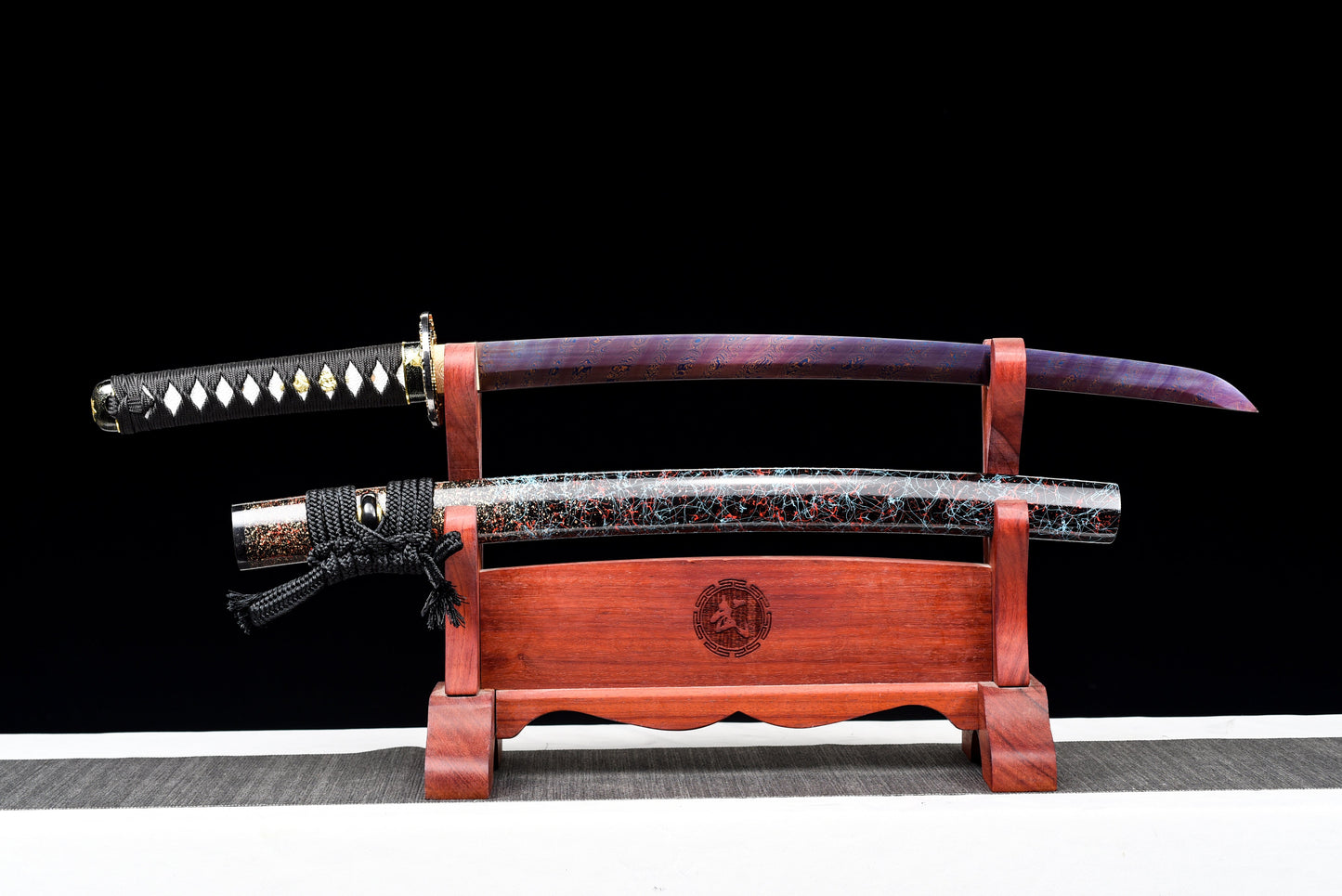 Handmade Wakizashi Sword  Red Damascus steel With Chroma Scabbard - 31 in