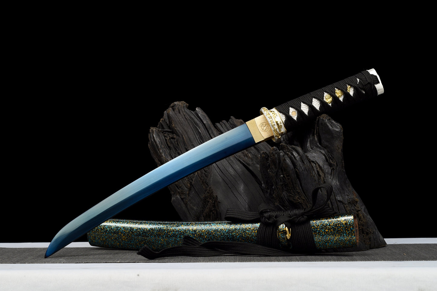 Handmade Full Tang Tanto Sword High manganese Blue steel Blade With scabbard - 21 in