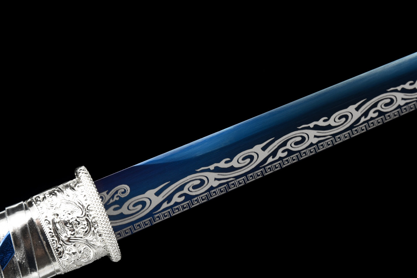 Handmade Ninja Sword High manganese steel Blue  blade full Tang blue printed sheath - 41 in