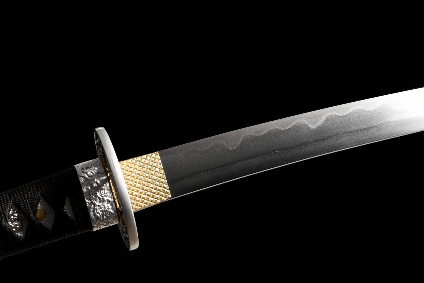 Handmade Wakizashi Sword Damascus steel With white leather Scabbard - 31 in