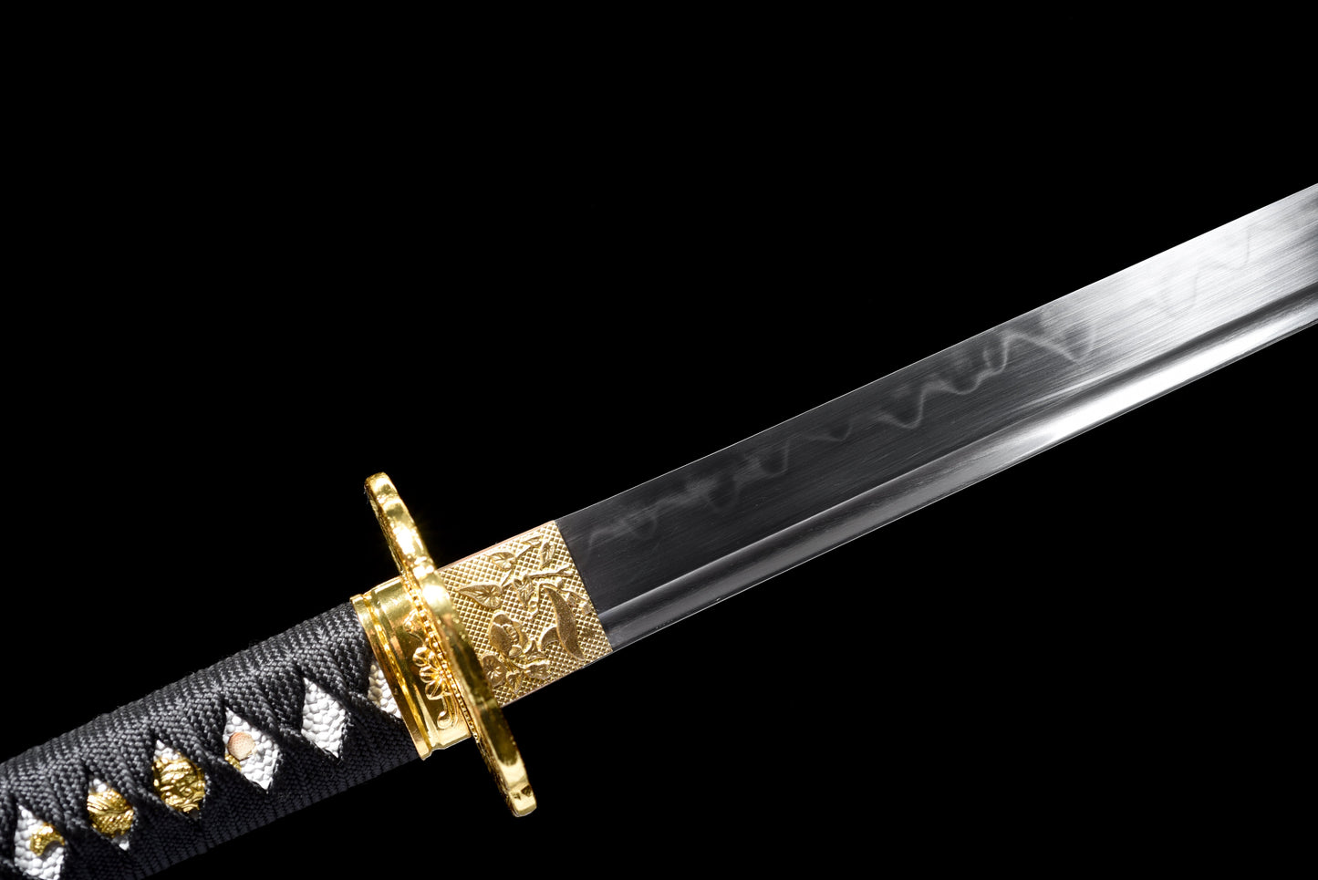 Handmade Ninja Sword T10 steel  Real hamon blade full Tang gold sheath - 41 in