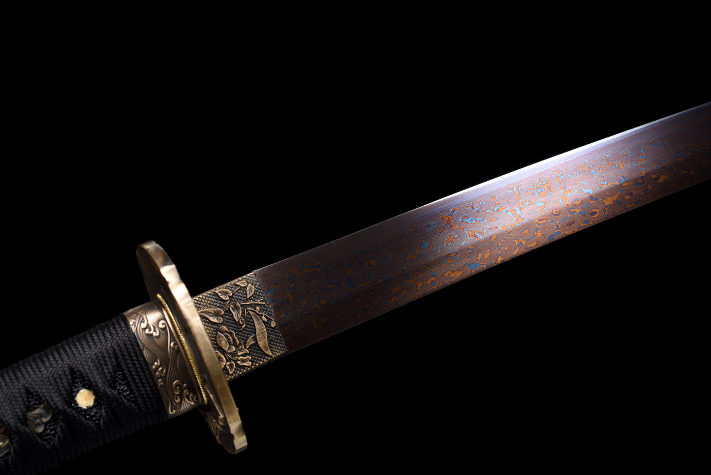 Handmade Wakizashi Sword Damascus steel With Black Scabbard - 31 in