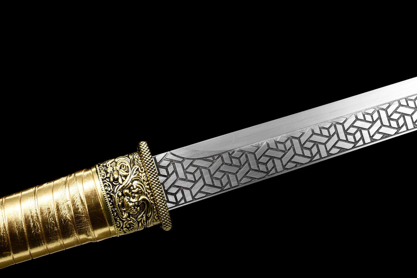 Handmade Ninja Sword 1045 High carbon steel blade full Tang gold sheath - 41 in