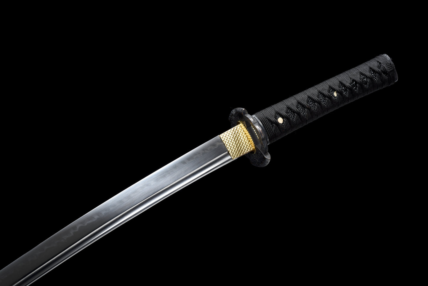 Handmade Full Tang Wakizashi Sword T10 Steel  Clay Tempered Blade Black scabbard - 31 in