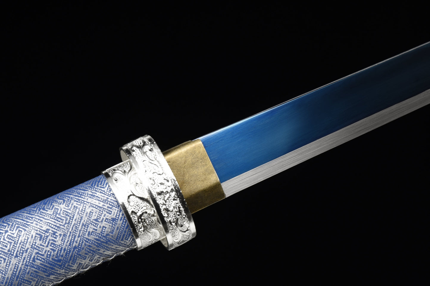 Handmade Ninja Sword High manganese steel Blue  blade full Tang blue printed sheath - 41 in