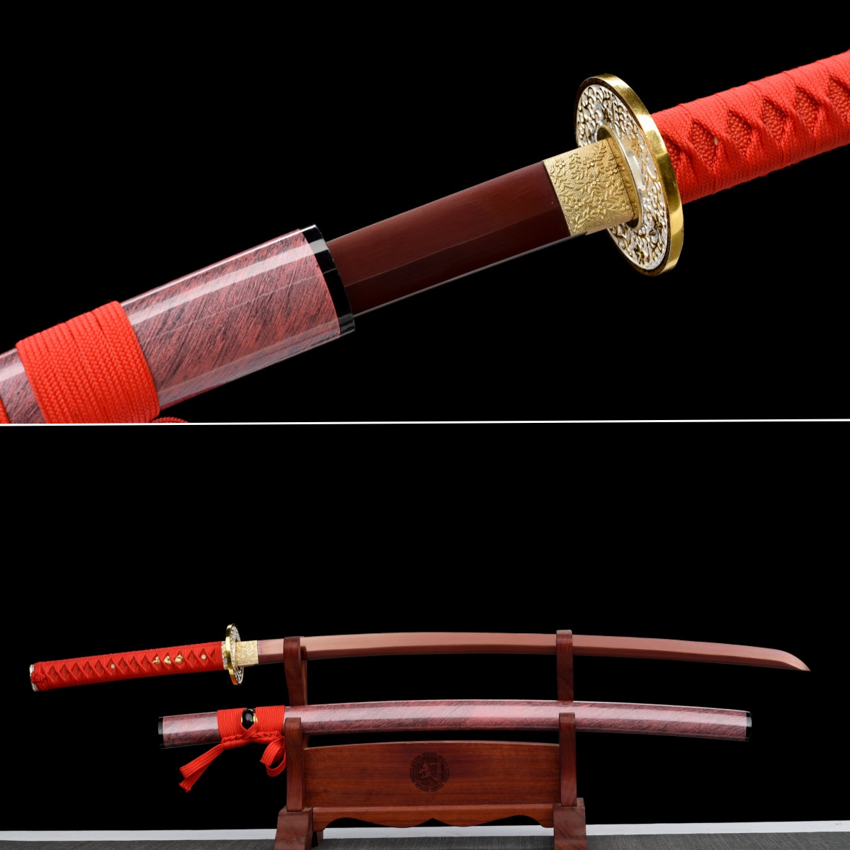 Handmade Full Tang Katana 1095 High carbon steel Red Blade 41 inches