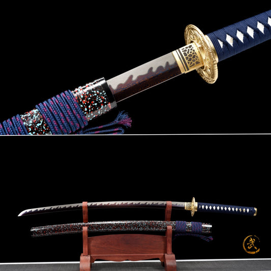 Handmade full tang Katana Damascus steel BLUE Blade 41 inches