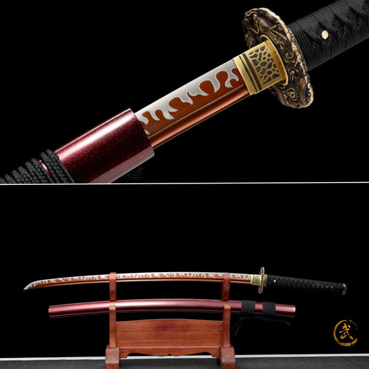 Handmade Full Tang Katana 1095High-carbon steel RED Blade 41 inches