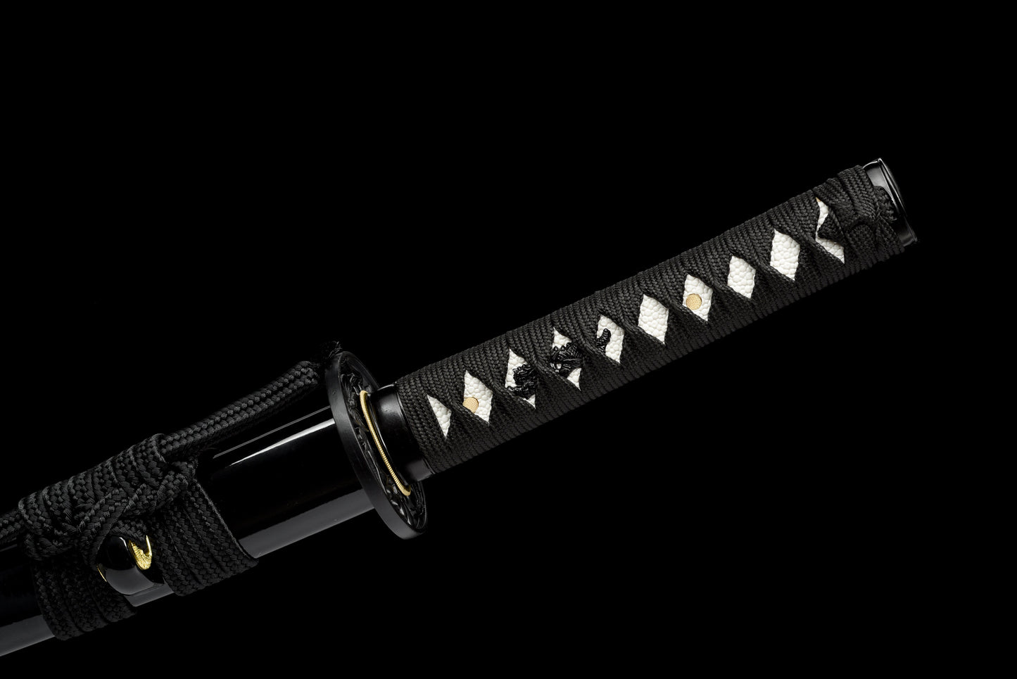 Handmade Wakizashi Sword Black Damascus steel With Black Scabbard - 31 in