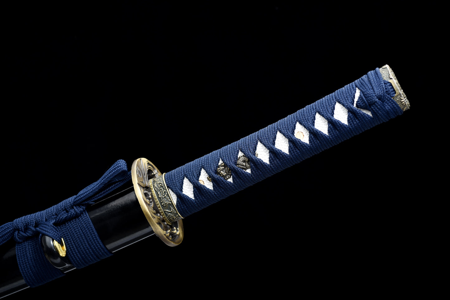 Handmade Wakizashi Sword 1045 high Carbon Steel With Blue Scabbard - 31 in