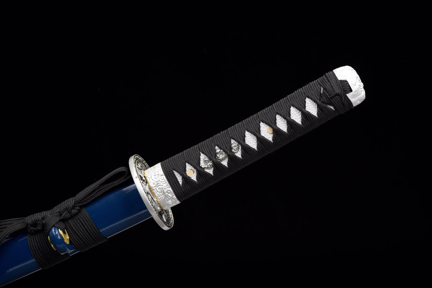 Handmade Wakizashi Sword 1045 high Carbon Steel With Blue Scabbard - 31 in