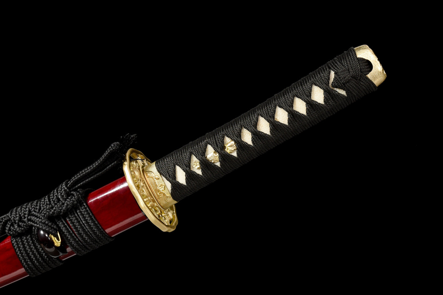 Handmade Full Tang Wakizashi Sword T10 Carbon Steel With Clay Tempered Blade Red printed sheath - 31 in