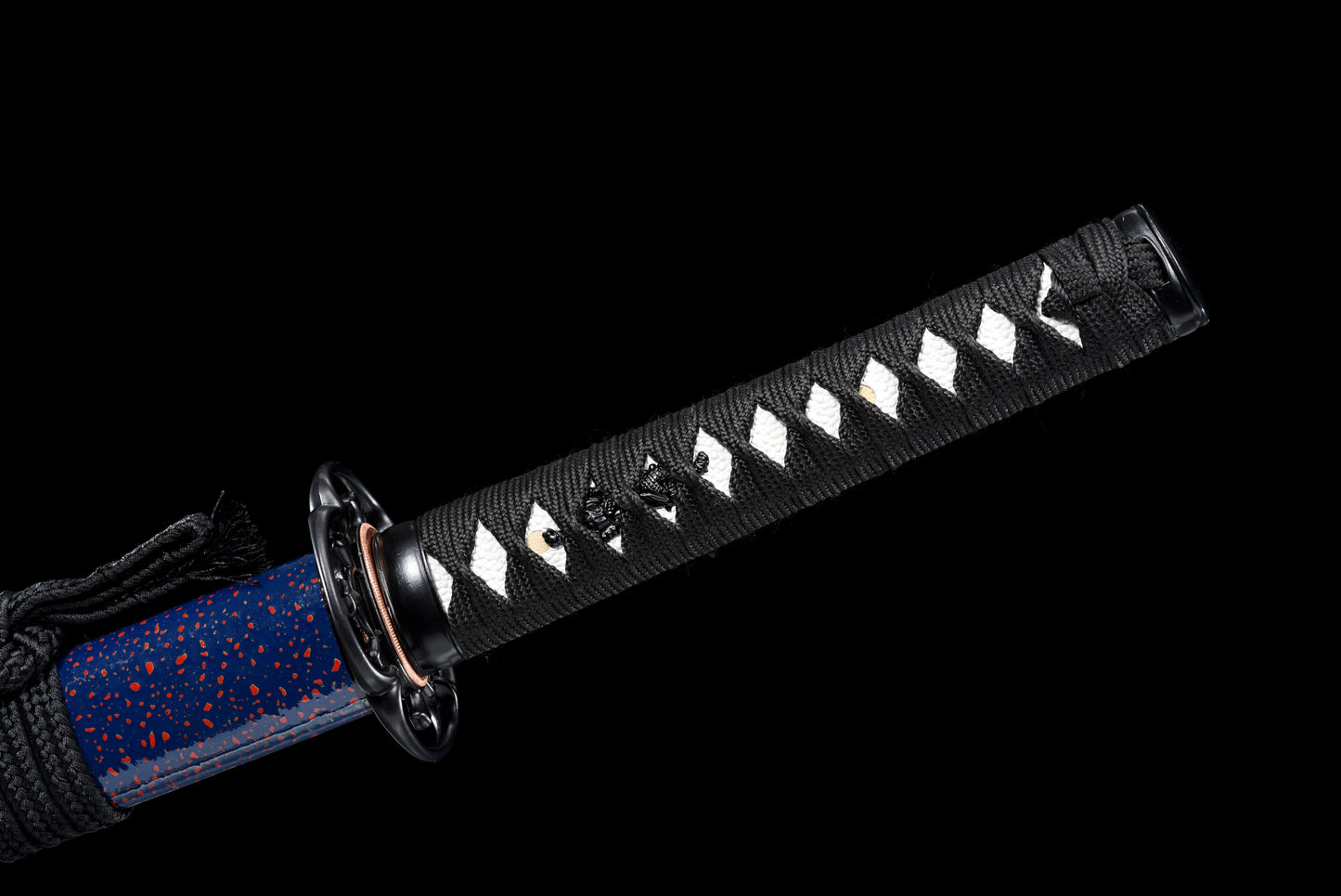 Handmade Wakizashi Sword  Red Damascus steel With Blue Scabbard - 31 in