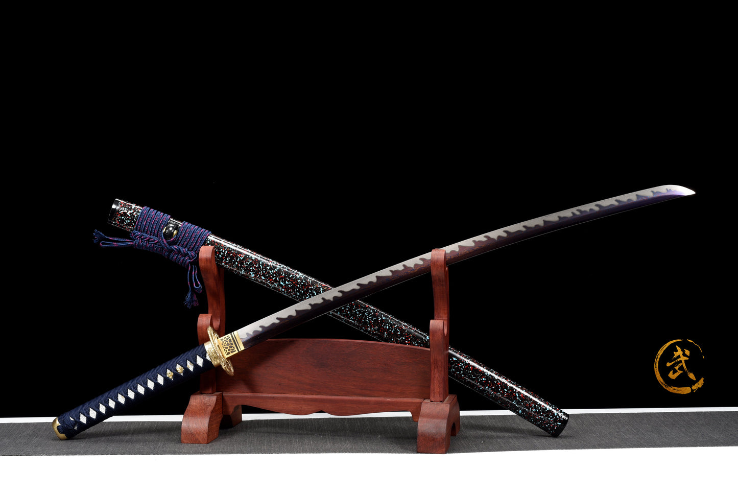 Handmade full tang Katana Damascus steel BLUE Blade 41 inches