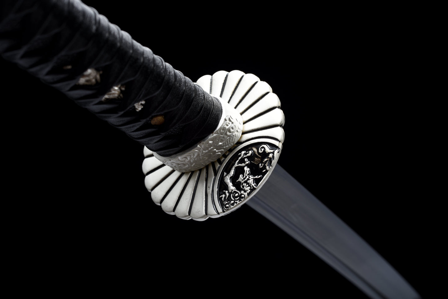 Handmade Full Tang katana 1045 steel Black Blade and black leather sheath - 41 inches length